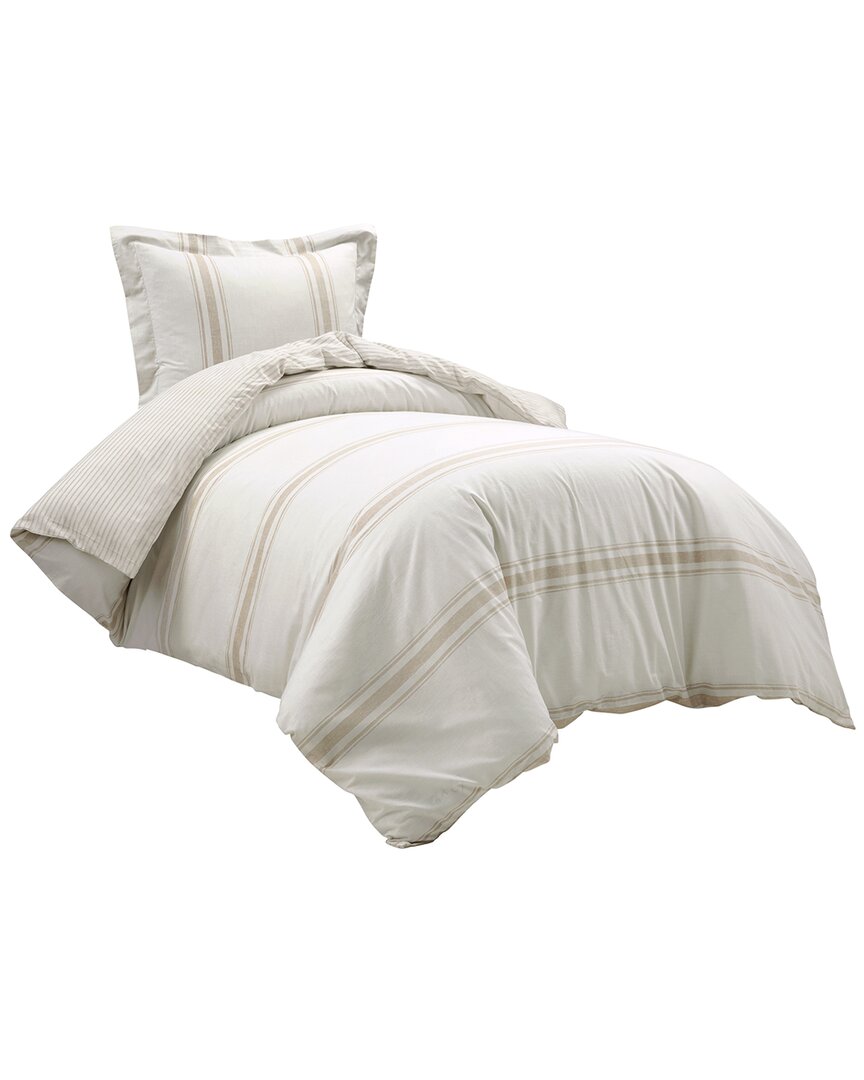 Lush Decor 2pc Farmhouse Back-to-campus Duvet Cover Set In Beige