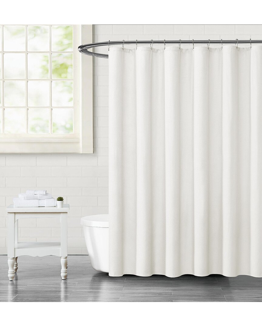Truly Calm Embossed Fabric Shower Curtain In White