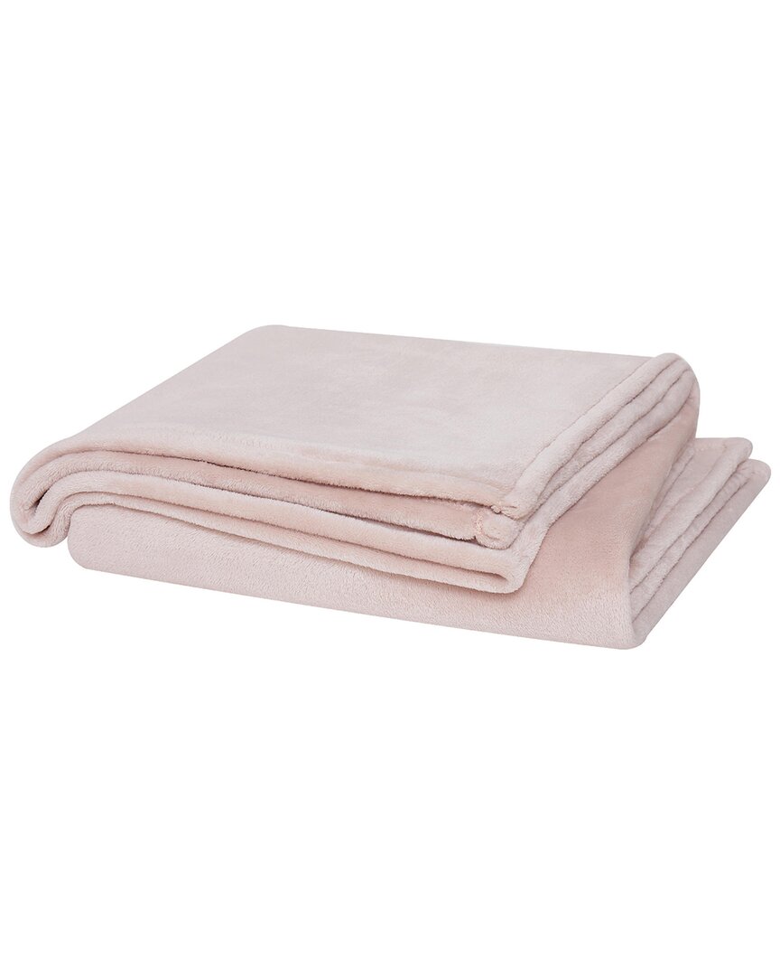 Cannon Solid Plush Throw In Blush