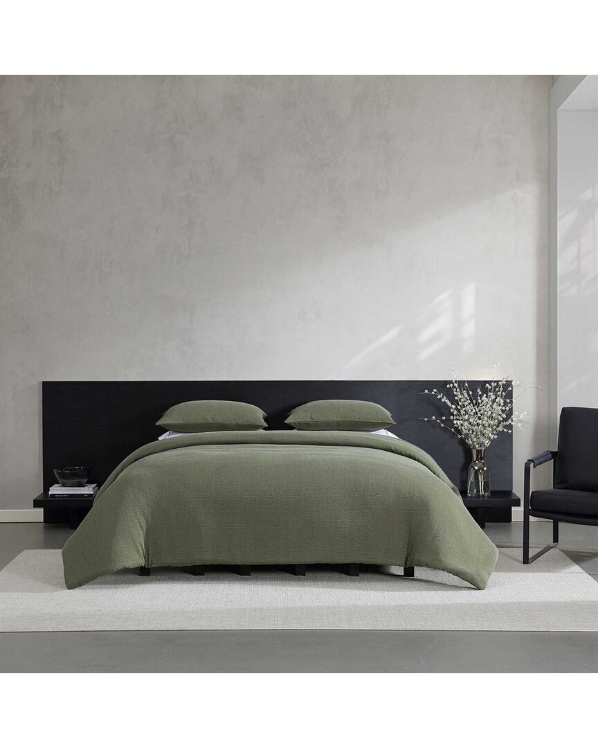 Vera Wang Carved Lines Matelassé Duvet Set In Green