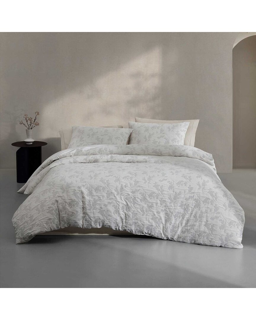 Calvin Klein Cascade 100% Cotton Jacquard Duvet Set In White