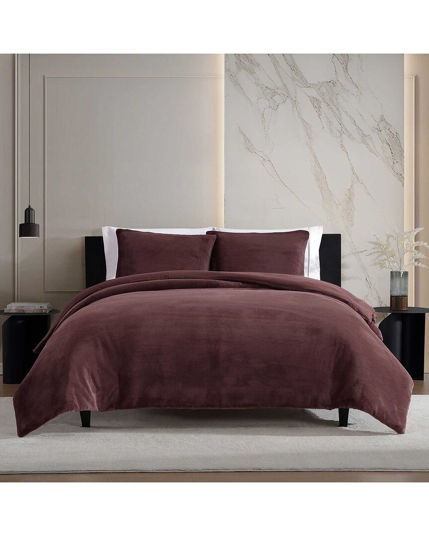 Vera Wang Signature Solid Fluffy Comforter Set In Burgundy