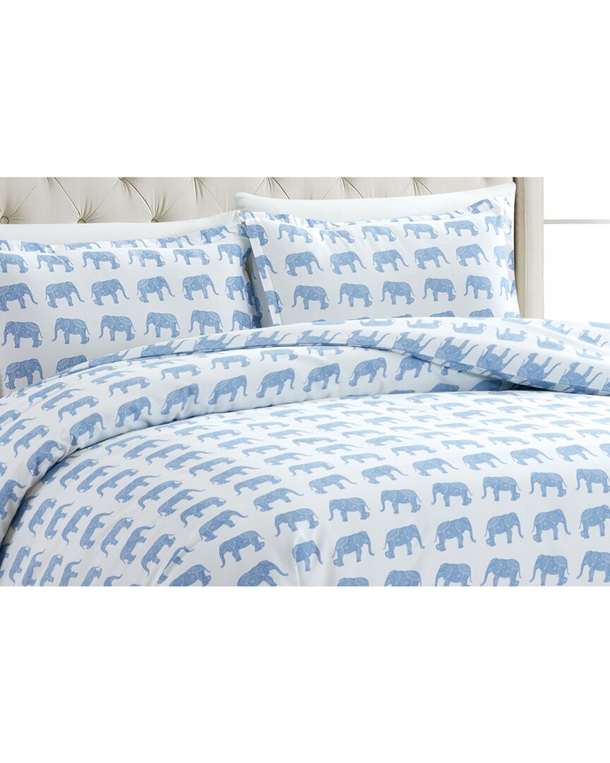 Melange Home 400tc Elephants Duvet Set In Blue