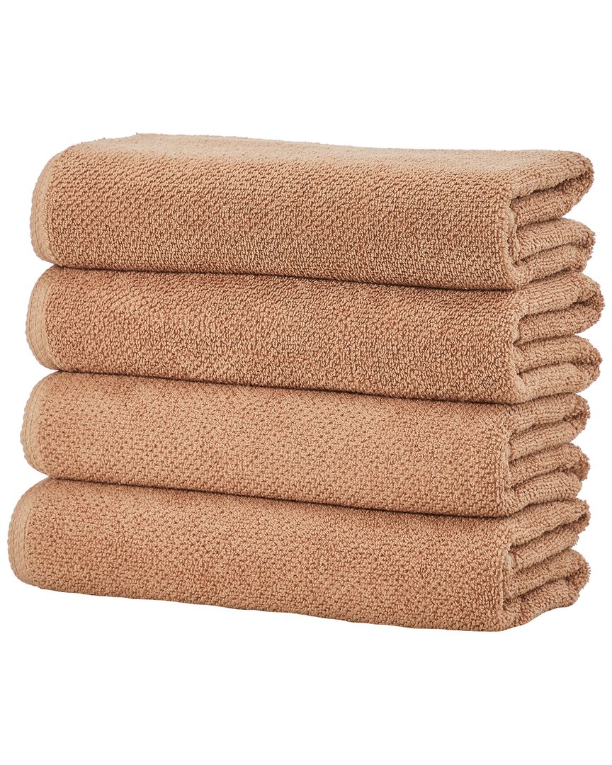 Linery & Co Luxury Cotton Textured Bath Towel In Brown