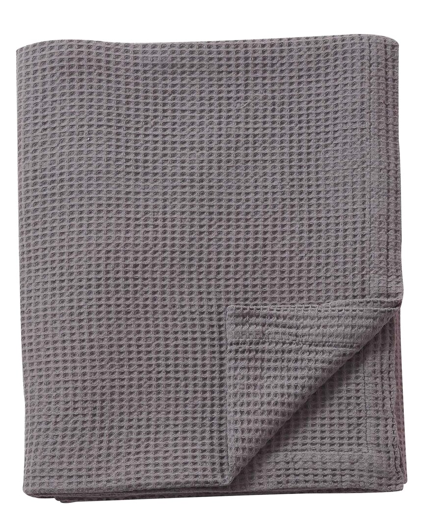Linery & Co Waffle Weave Textured Cotton Blanket In Gray