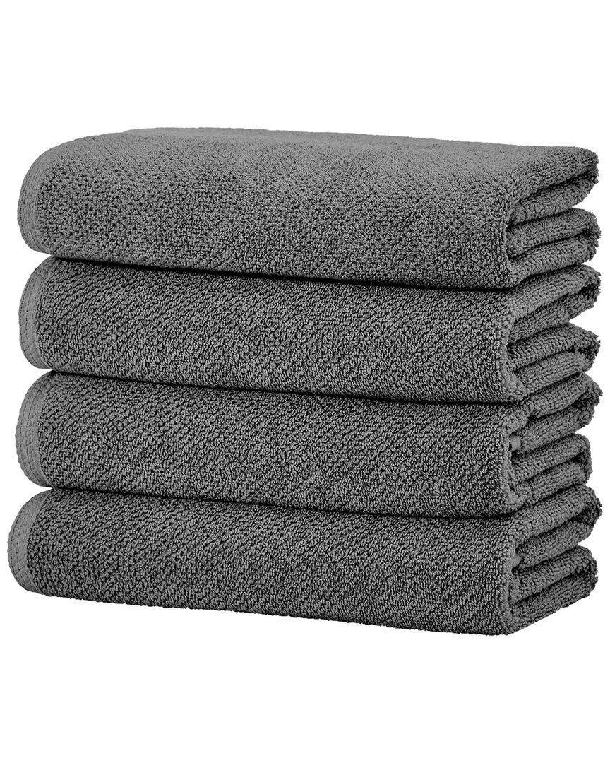 Linery & Co Luxury Cotton Textured Bath Towel In Gray