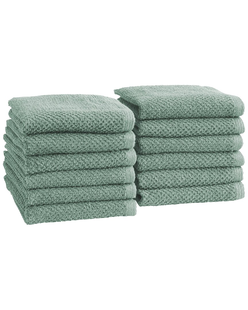 Linery & Co Luxury Cotton Textured Bath Towel In Green