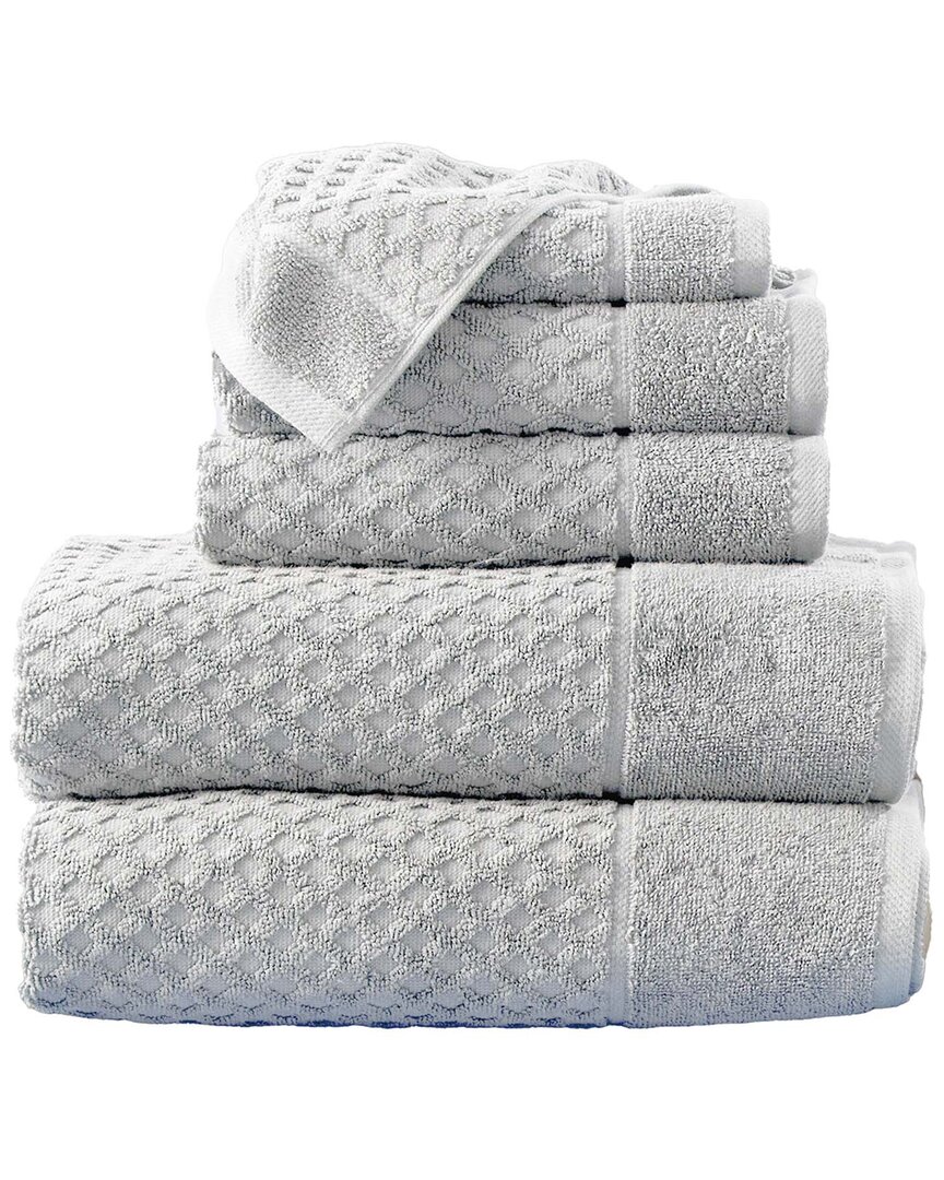 Linery & Co Cotton Diamond Waffle Texture Bath Towels In Gray