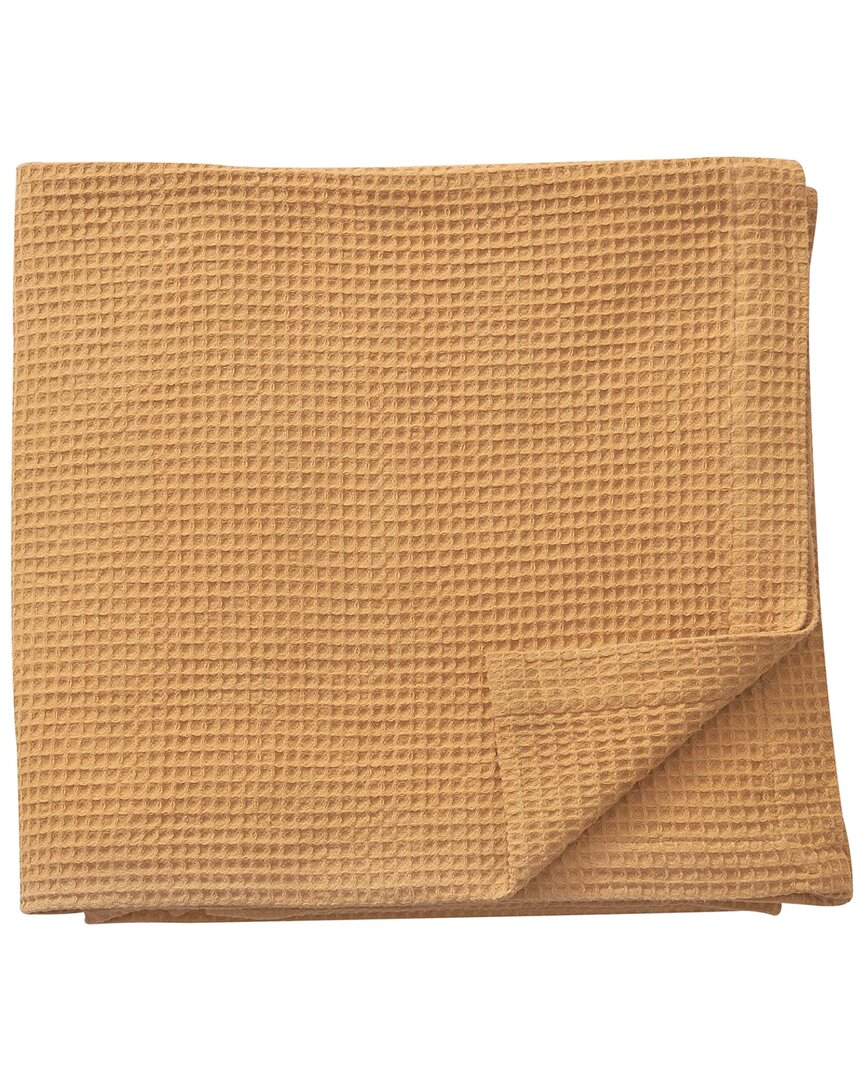 Linery & Co Waffle Weave Textured Cotton Blanket In Brown