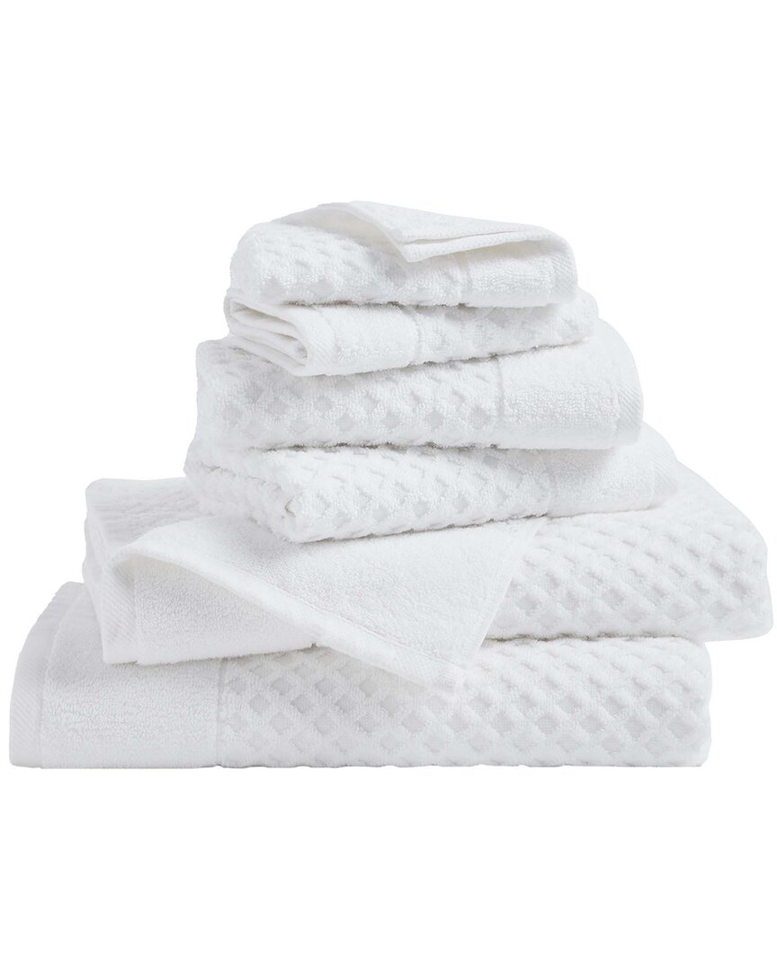 Linery & Co Cotton Diamond Waffle Texture Bath Towels In White