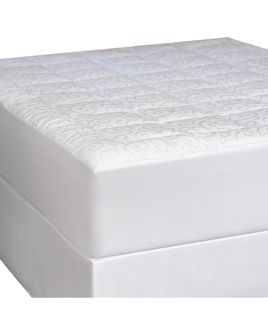 Candice Olson Jacuard Scroll Luxury 300 Thread Count Mattress Pad In White