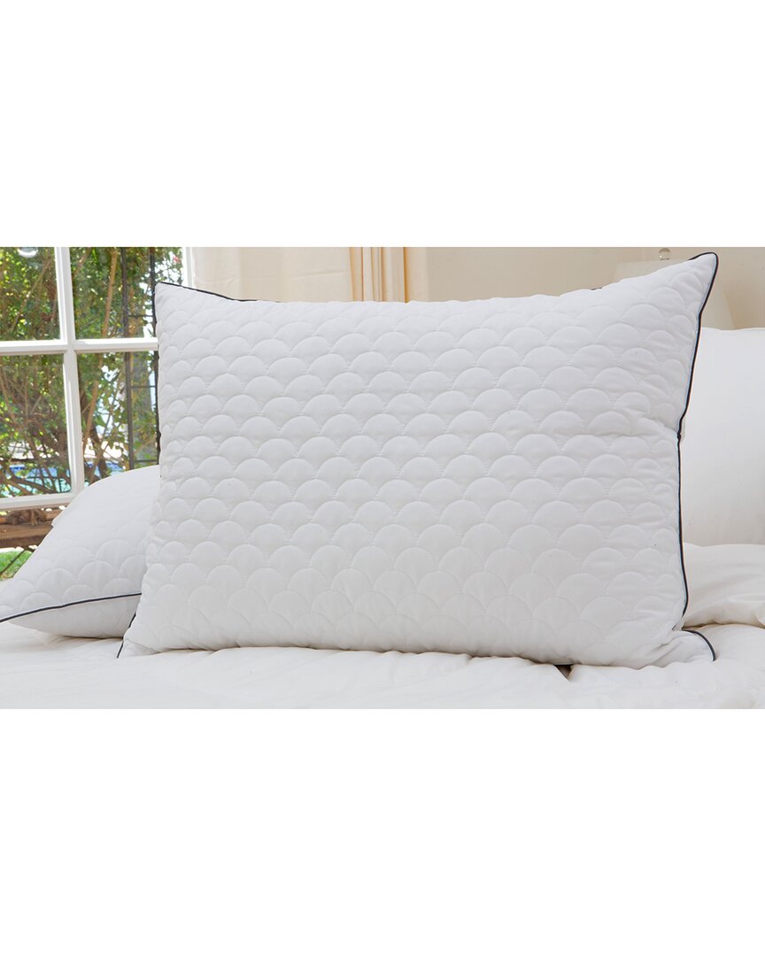 Nikki Chu Signature Scallop Quilted Down Alternative Pillow In White