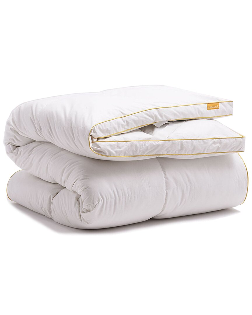 Simmons Prime Feather Fill Downproof Microfiber Feathe Bed Topper In White