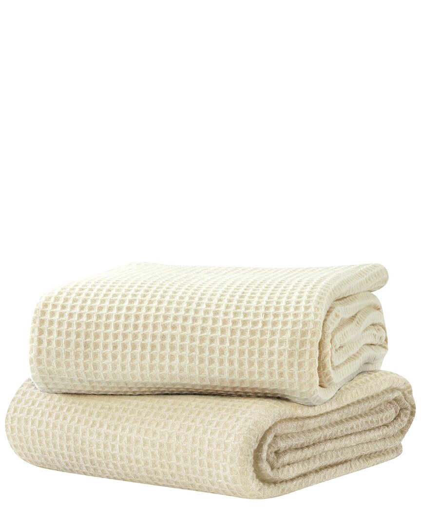 Melange Home Wool Waffle Weave Blanket In White