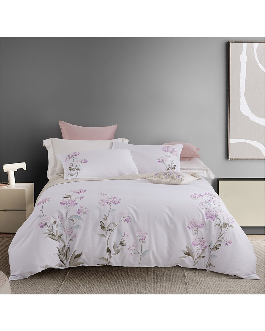 Melange Home Hydrangea Embroidery 3pc Duvet Set In Pink