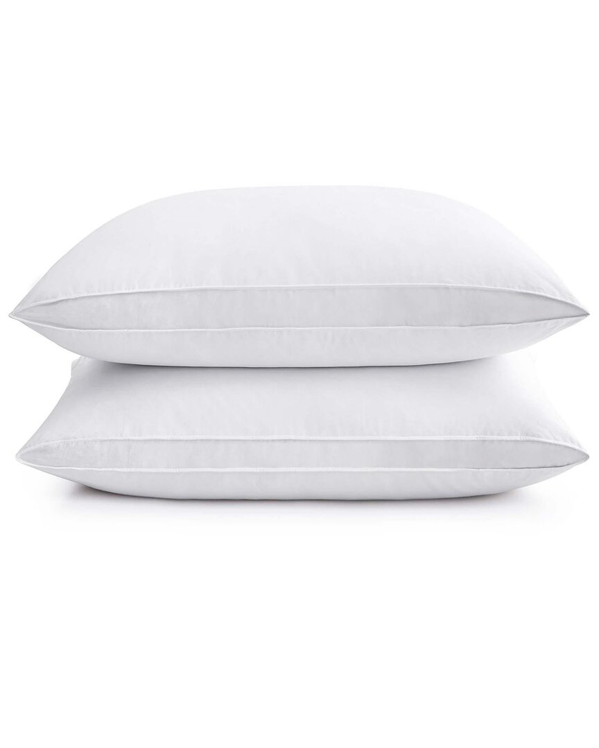 Unikome 2pk Goose Down And Feather Gusseted Bed Pillows In White