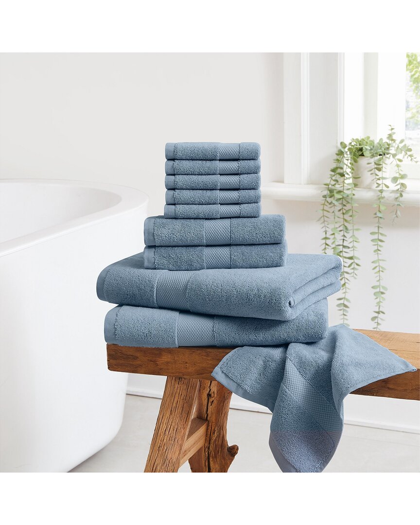 Cannon Luxe Turkish Cotton Blue 10pc Towel Set In Blue