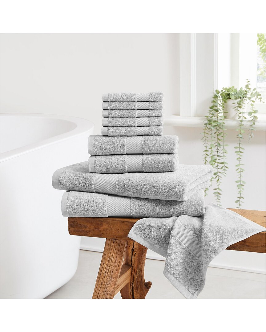 Cannon Luxe Turkish Cotton Grey 10pc Towel Set In Gray