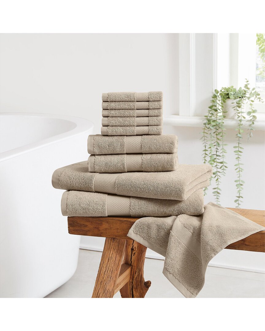 Cannon Luxe Turkish Cotton Khaki 10pc Towel Set In Brown