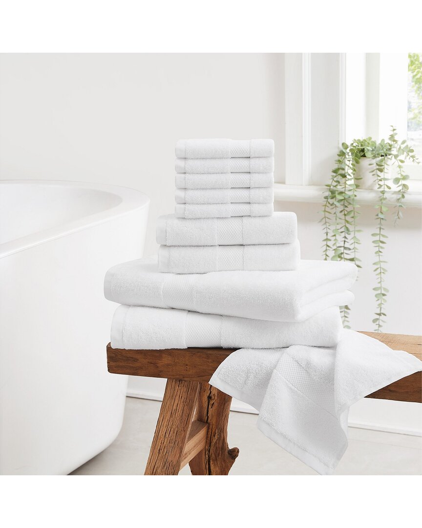 Cannon Luxe Turkish Cotton White 10pc Towel Set In White