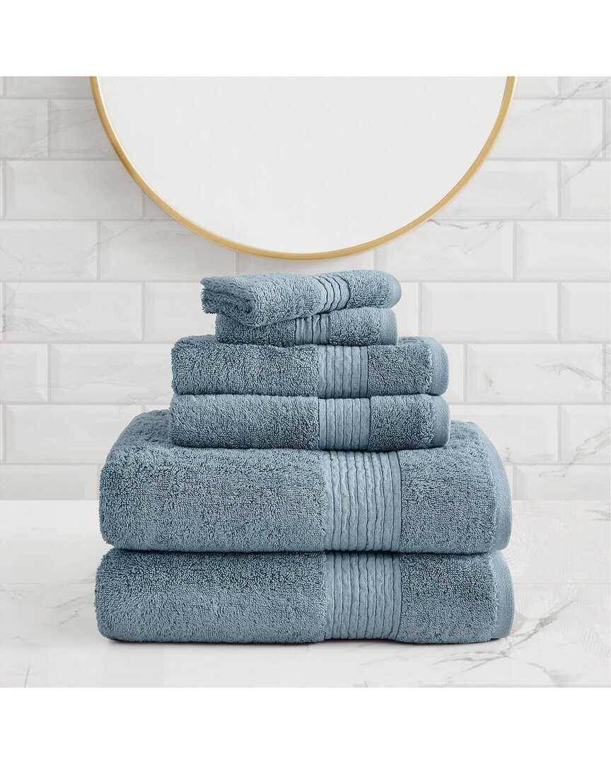 Badgley Mischka Cotton Tencel™ Oversized 6pc Towel Set In Blue