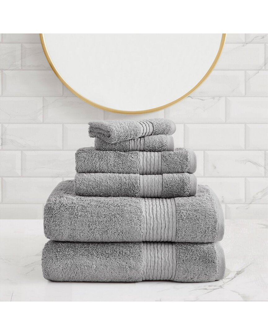 Badgley Mischka Cotton Tencel™ Oversized 6pc Towel Set In Gray