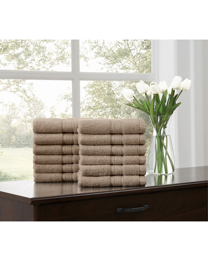 Royal Velvet Regal Plush 12pc Wash Cloth In Neutral