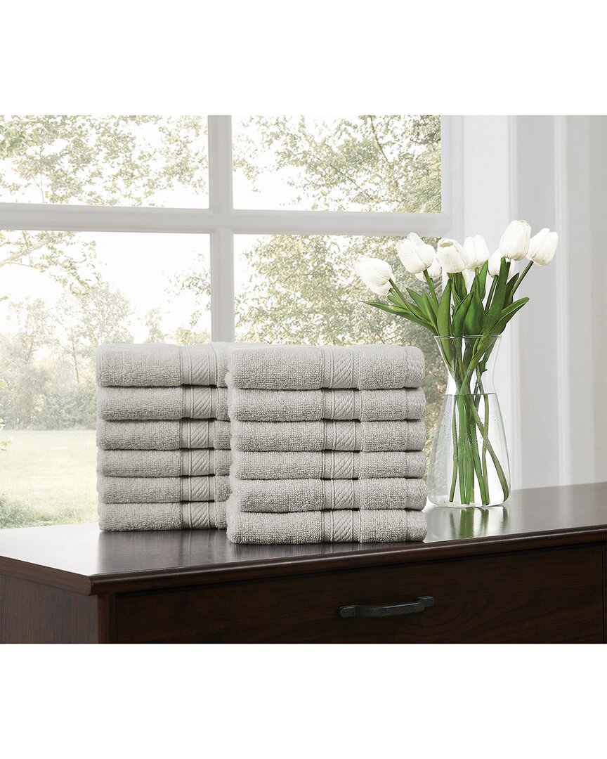 Royal Velvet Regal Plush 12pc Wash Cloth In Gray