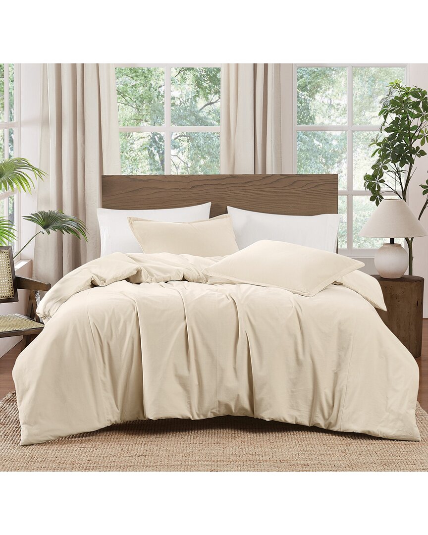 Brooklyn Loom Matte Cotton Velvet Comforter Set In Neutral