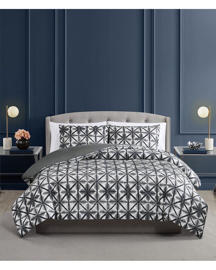 Vince Camuto Classic Shibori Duvet Cover Set In Black