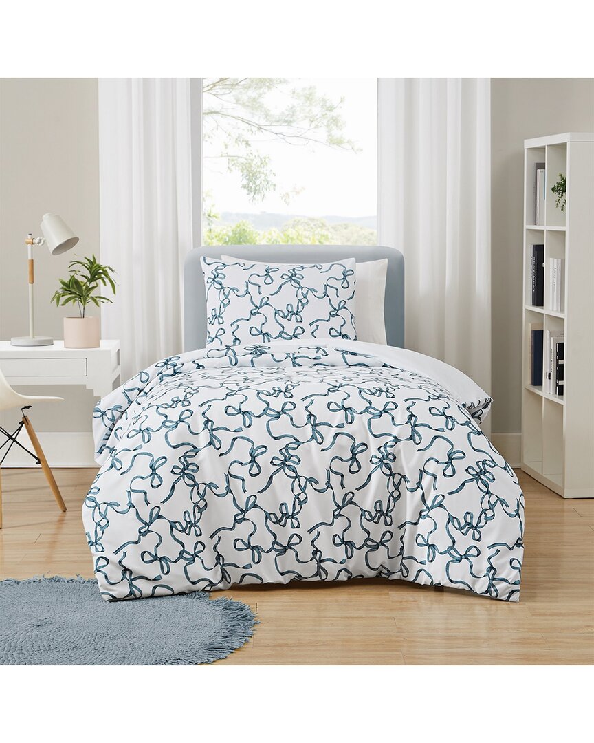 Truly Soft Printed Bow Comforter Set In Blue
