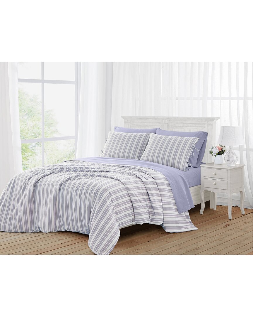 Farmhouse The By Rachel Ashwell Wide Ticking Stripe Duvet Set In Purple
