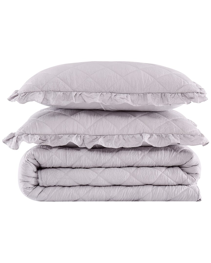 Truly Soft Crinkle Ruffle Quilt Set In Purple