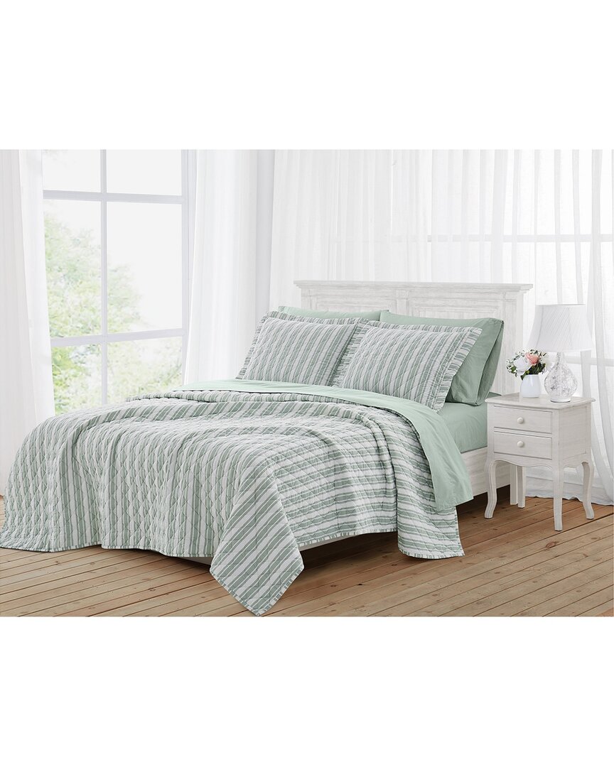 Farmhouse The By Rachel Ashwell Wide Ticking Stripe Quilt Set In Green
