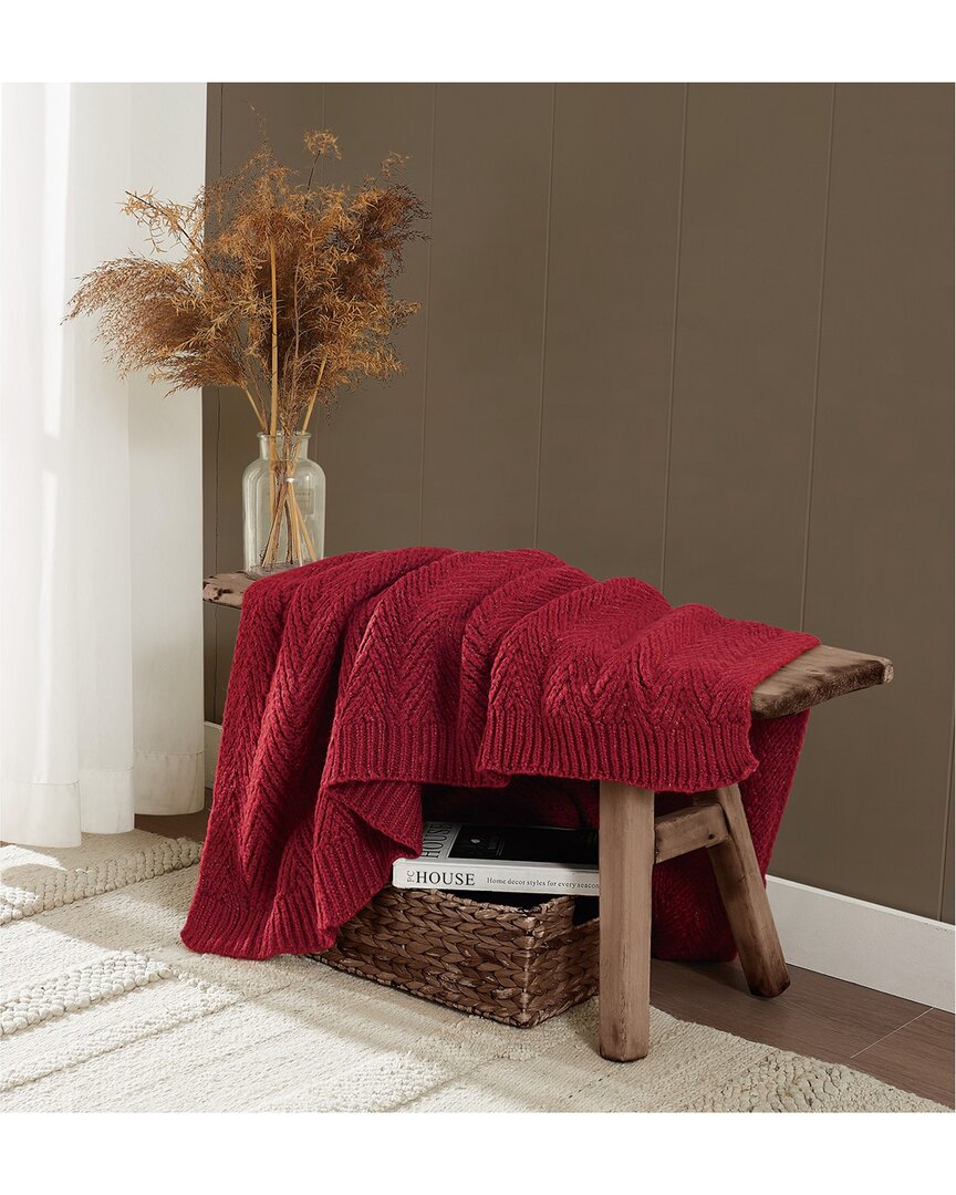 Frye Chevron Fuzzy Throw In Red