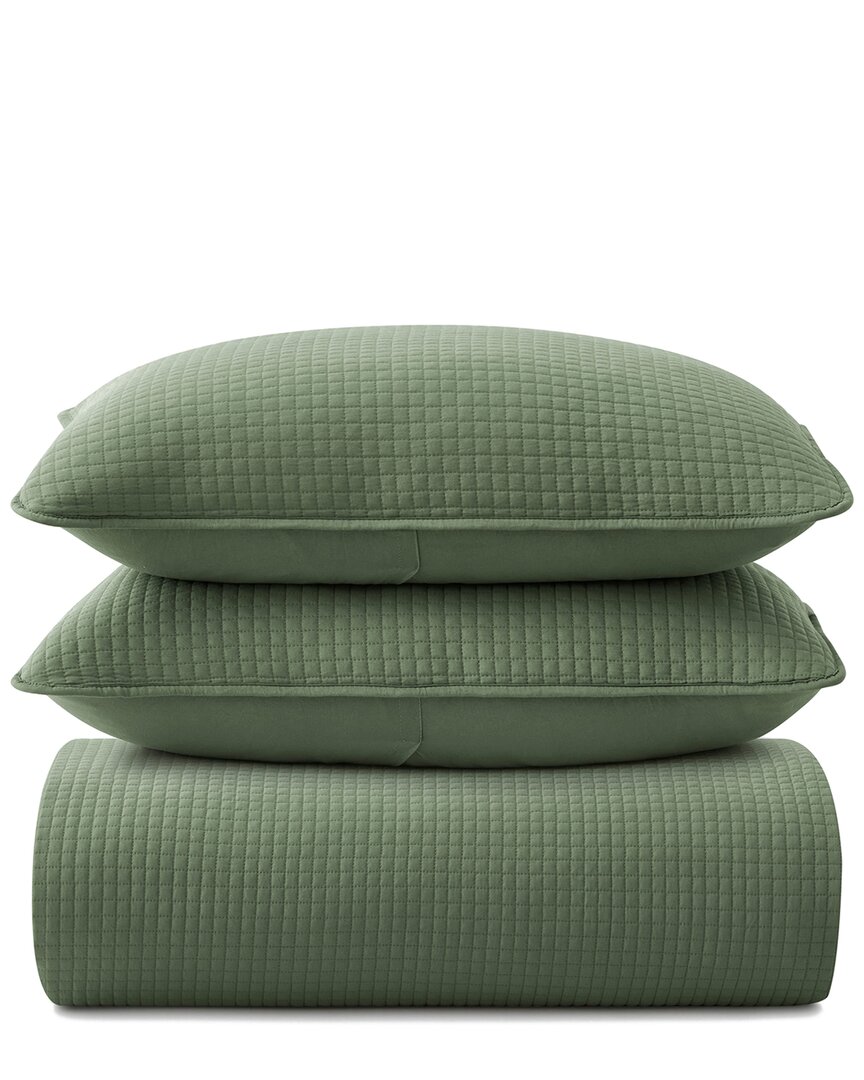 Unikome Reversible Quilted Coverlet Set In Green