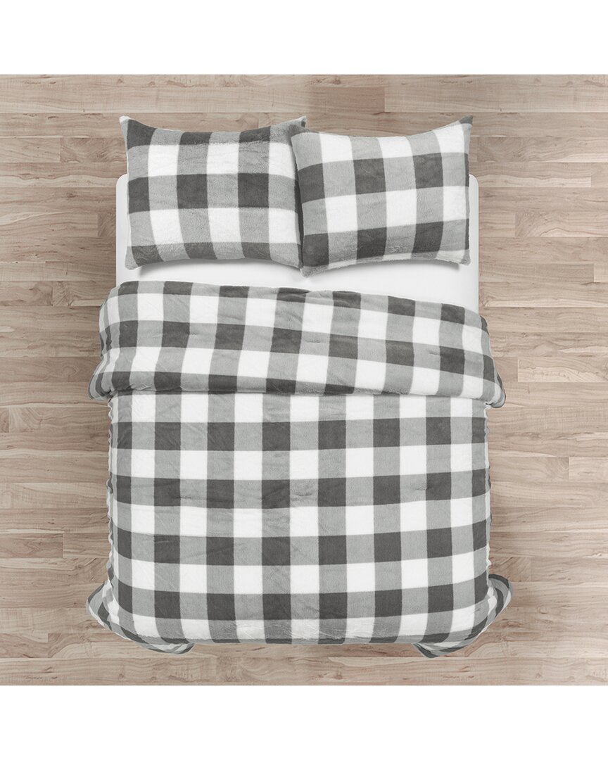 Lush Decor 2pc Plaid All-season Back-to-campus Comforter Set In Gray