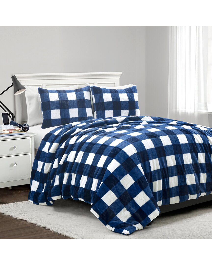 Lush Decor 2pc Plaid All-season Back-to-campus Comforter Set In Navy