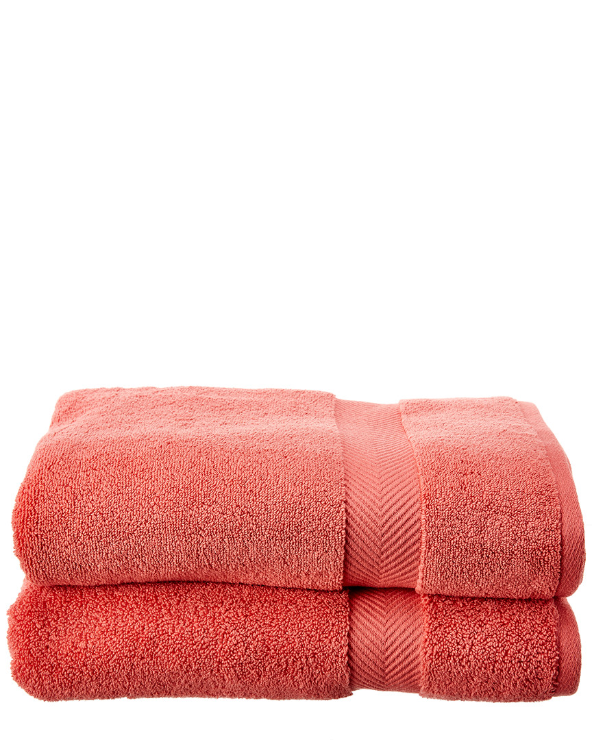 Superior Discontinued  Zero Twist Set Of Two Bath Cotton Towels In Pink