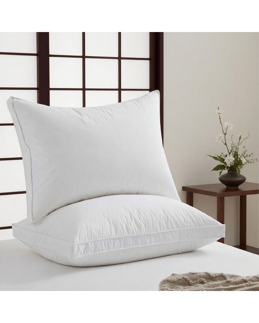 Unikome 300 Thread Count 2-pack Breathable Cotton Cover Goose Feather Down  Pillows In White