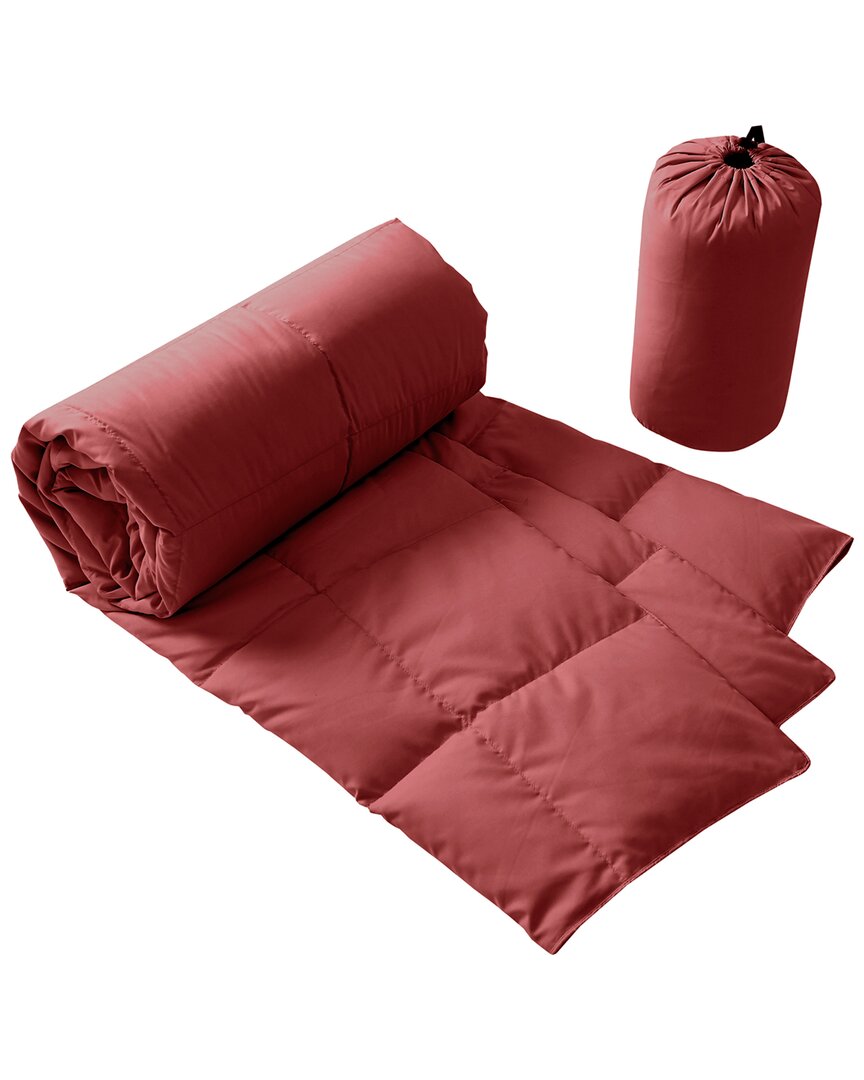 Beautyrest Power Packable Down Throw With Pouch In Red