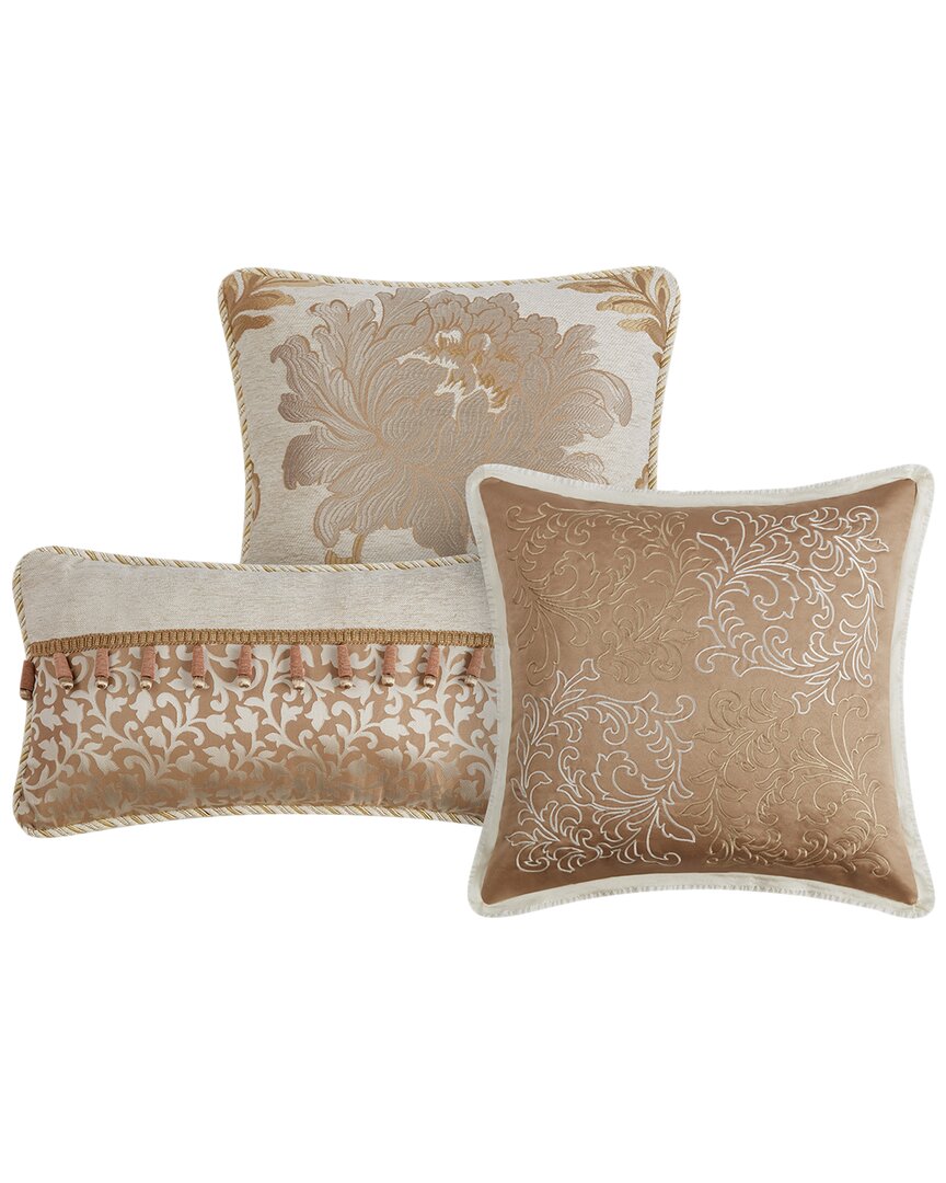 Waterford Ansonia Set Of 3 Decorative Pillows In Ivory
