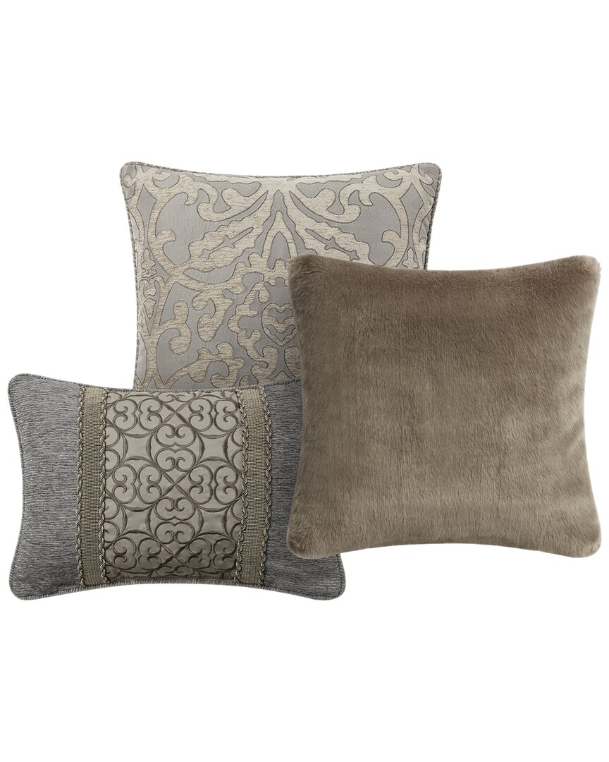 Shop Waterford Carrick Set Of 3 Decorative Pillows In Silver