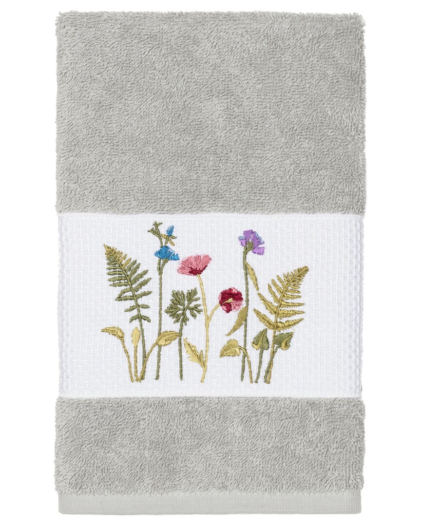 Linum Home Textiles Turkish Cotton Serenity Embellished Hand Towel In Grey