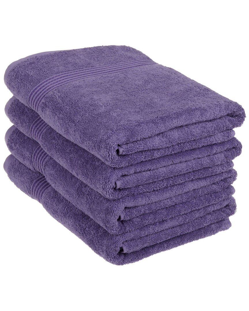Superior Solid Soft 4pc Absorbent Bath Towel Set In Blue