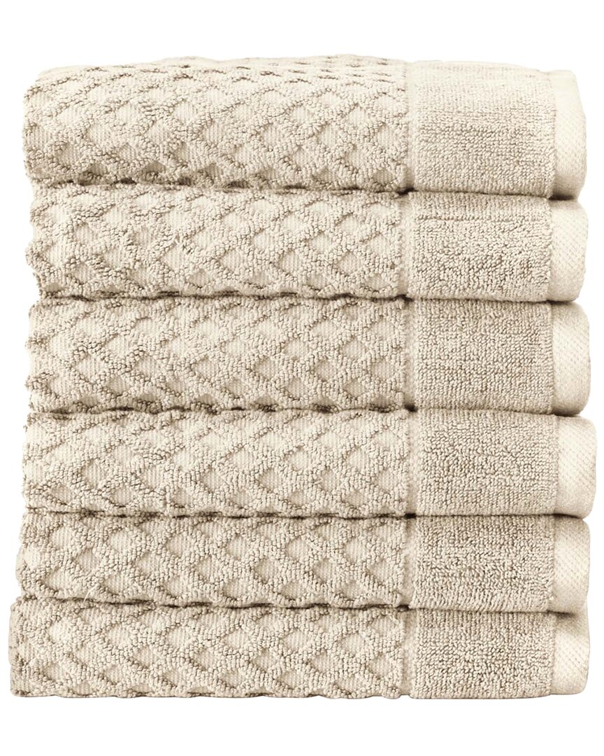 Linery & Co Cotton Diamond Waffle Texture Bath Towels In Neutral