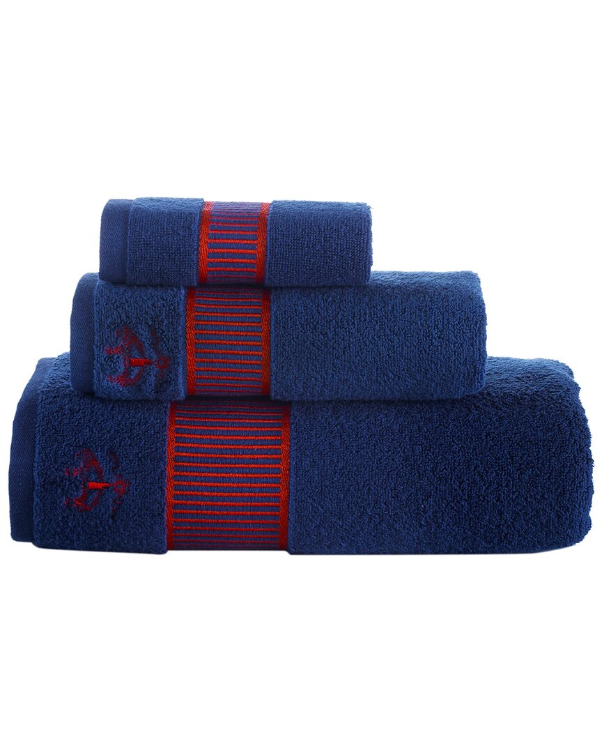Brooks Brothers Fancy Border 3pc Towel Set In Navy