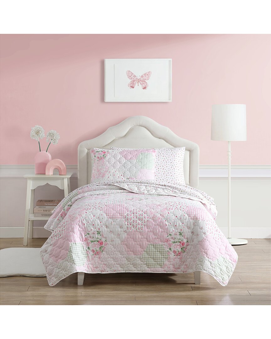Laura Ashley Ellyn Lightweight Reversible Quilt Set In Pink
