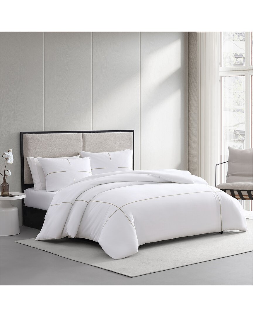 Vera Wang Zig Zag Sateen Duvet Cover Set In White | ModeSens