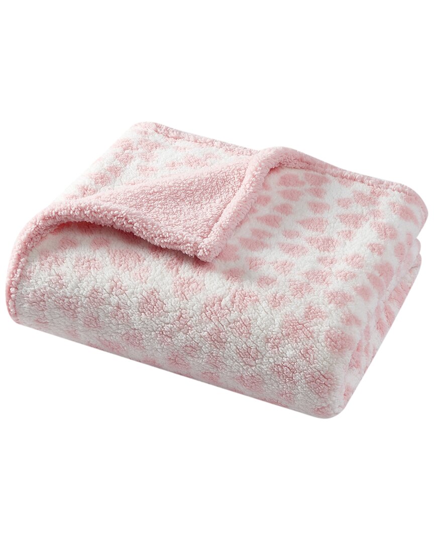 Betsey Johnson Ombre In The Hearts Sherpa Reversible Throw Blanket In Pink